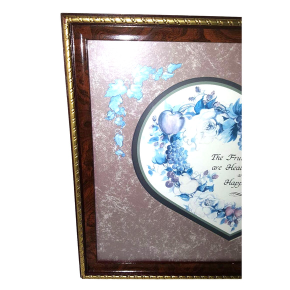 Vintage Retired Homco Home Interior The Fruits of Love 13”x 16” Framed Picture - Picture 4 of 8
